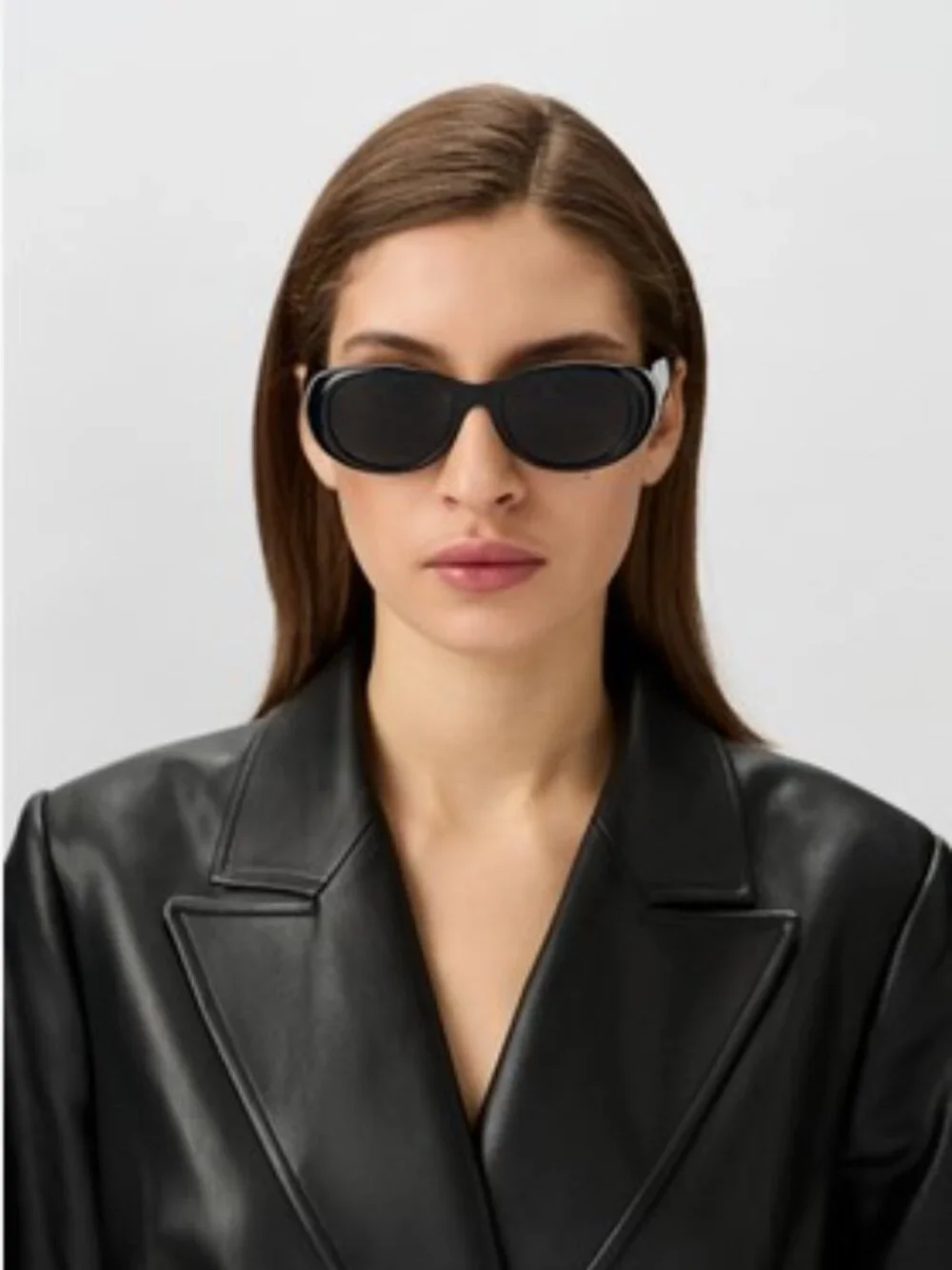 Saint Laurent SL736 001 Oval Sunglasses - Black / Black